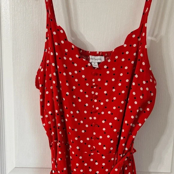 41 Hawthorn Red Midi Dress with White & black Dots - Picture 3 of 6